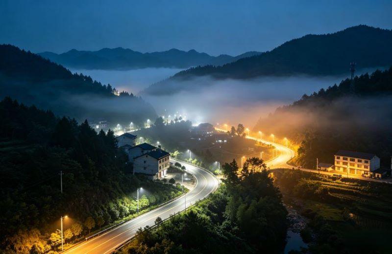Solar Street Lights Illuminate Mountain Rural Roads in Albania