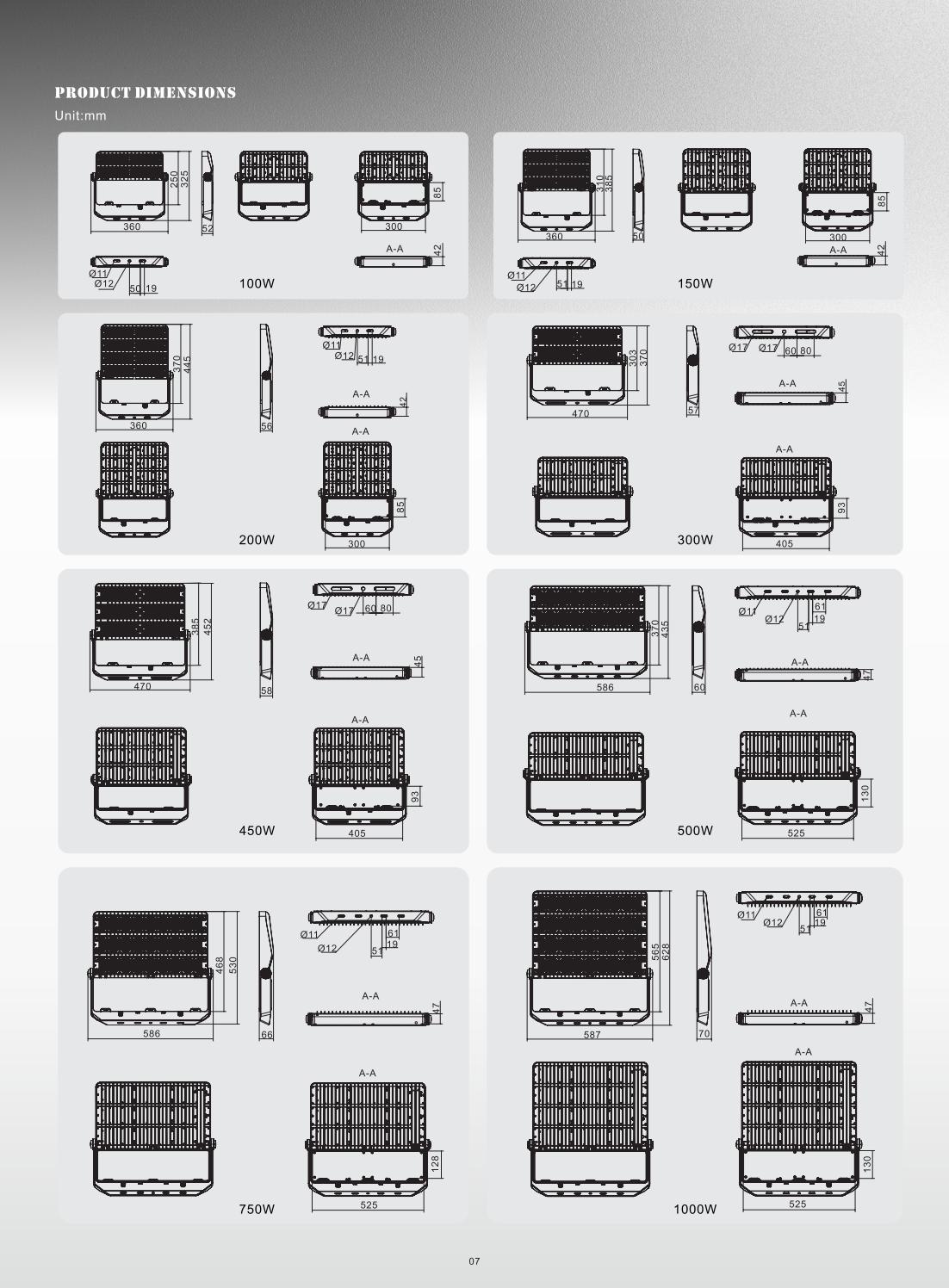 Complete wattage from 100W up to 1000W optional Complete wattage from 100W up to 1000W optional