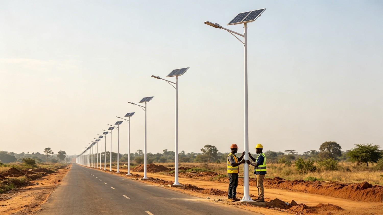 Solar panel cleaning work for solar street light project maintenance | HRLUX Solar panel cleaning work for solar street light project maintenance | HRLUX