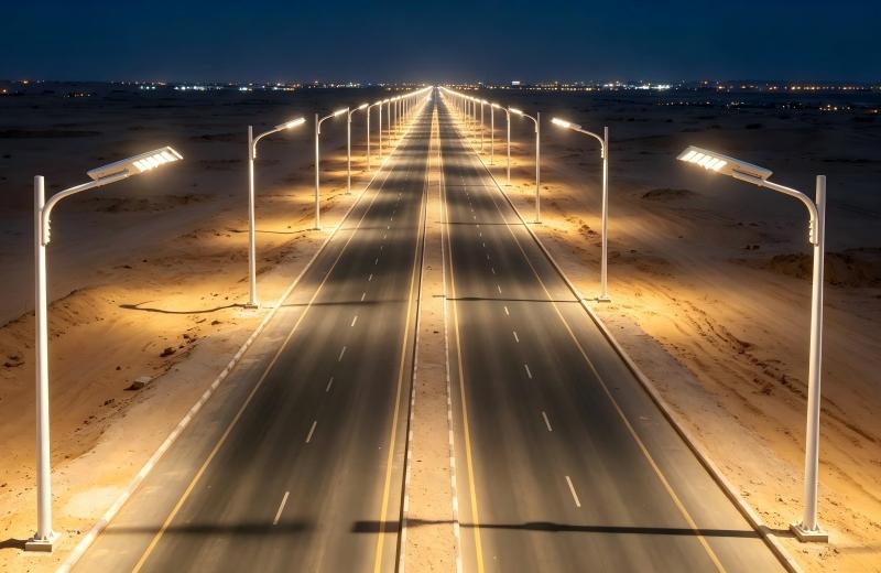 XCPB 100W All-in-One Aluminum Solar Street Light Main Road Lighting Project in Central Saudi Arabia
