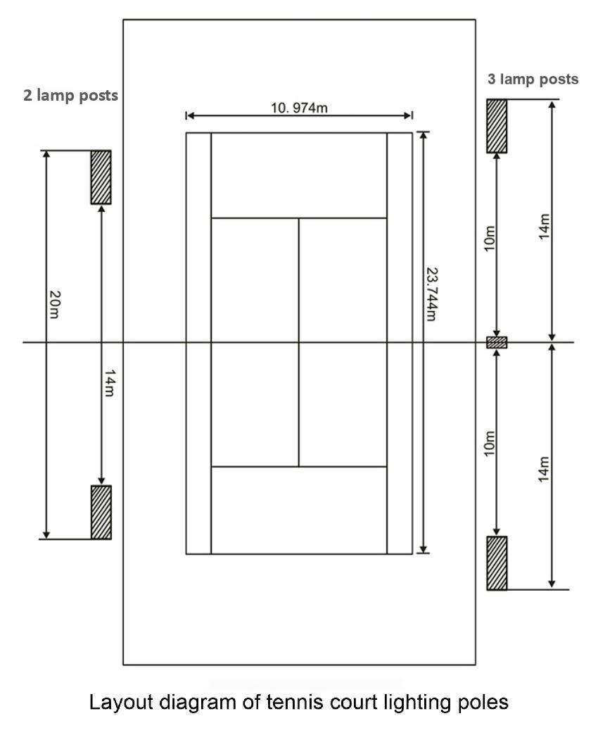 outdoor tennis court light pole layout drawing 2/3/4 poles per side competition standard outdoor tennis court light pole layout drawing 2/3/4 poles per side competition standard
