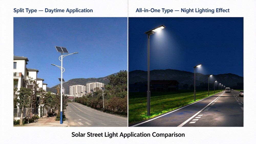 Road project site for all-in-one and split solar street lighting Road project site for all-in-one and split solar street lighting